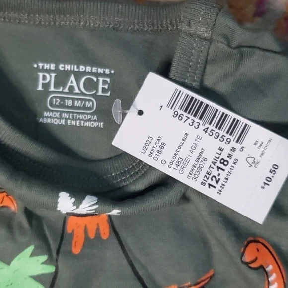 NWT Children's Place Green Dino Shirt Size 12 - 18 M - Picture 3 of 5